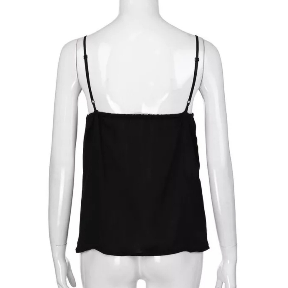 Deep V-neck Lace Semi Sheer Cami Blouse Tank Top - Picture 4 of 7